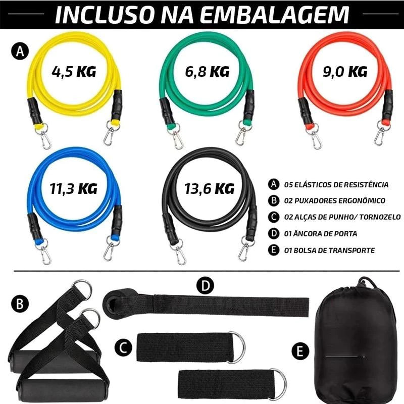 Kit Elástico 11 Itens Pura Syn® – Força e Mobilidade