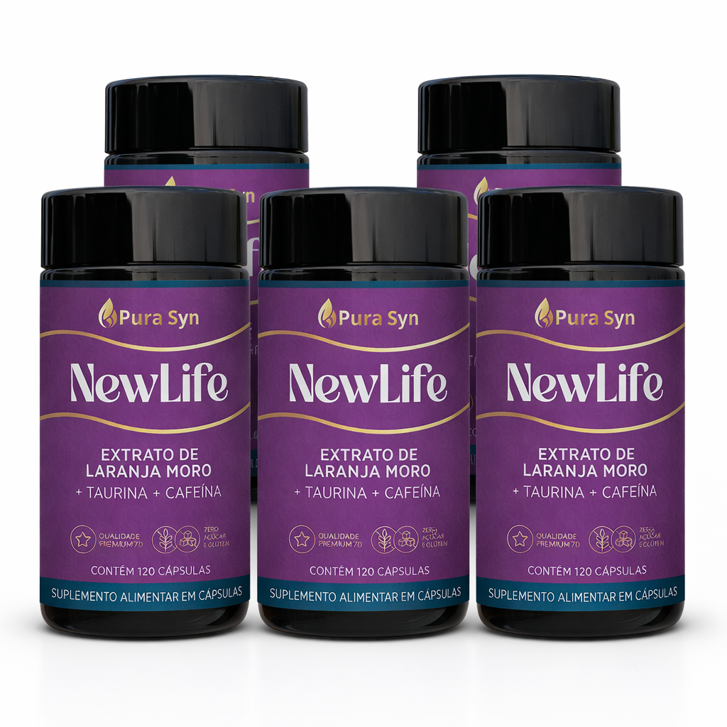 Kit Com 5 Unidades NewLife Pura Syn – Reduza Barriga, Controle a Fome e Ative seu Metabolismo