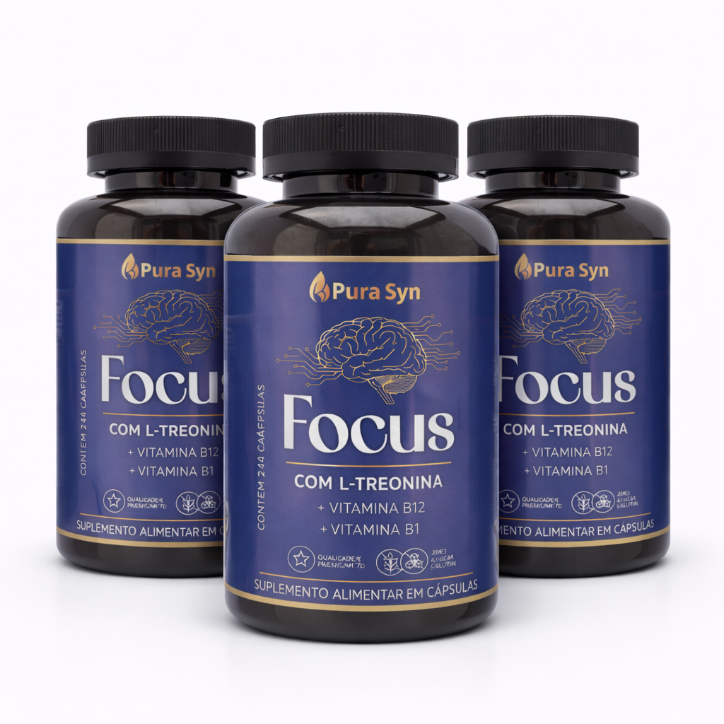 Kit com 3 Unidades Focus Pura Syn – Foco Mental, Memória e Clareza para Alta Performance